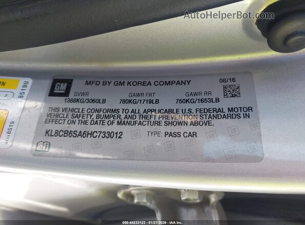 KL8CB6SA6HC733012 2017 CHEVROLET SPARK Серебряный Вид подкапотного пространства