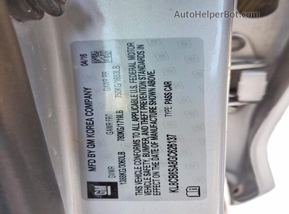 KL8CB6SA8GC626137 2016 CHEVROLET SPARK Silver Vista del compartimento del motor