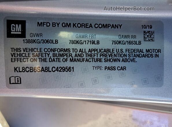 KL8CB6SA8LC429561 2020 CHEVROLET SPARK Серебряный Вид подкапотного пространства