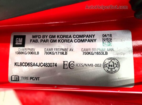 KL8CD6SA4JC483074 2018 CHEVROLET SPARK Красный Вид подкапотного пространства