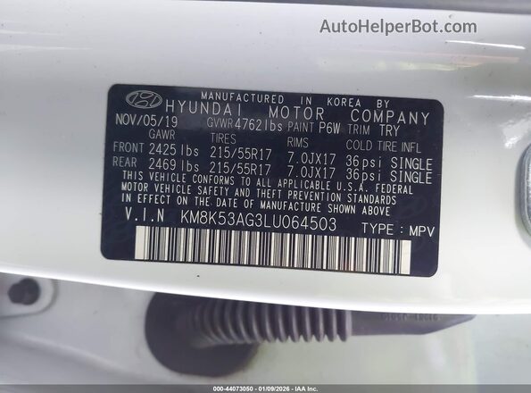KM8K53AG3LU064503 2020 HYUNDAI KONA ELECTRIC Gray Widok komory silnika