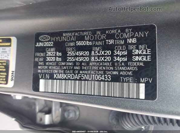 KM8KRDAF5NU106433 2022 HYUNDAI IONIQ 5 Серый Вид подкапотного пространства