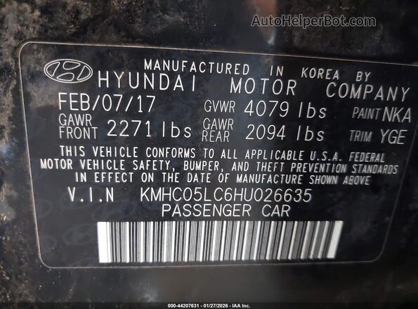 KMHC05LC6HU026635 2017 HYUNDAI IONIQ HYBRID Черный Вид подкапотного пространства