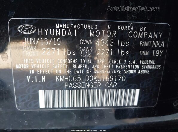 KMHC65LD3KU169170 2019 HYUNDAI IONIQ PLUG-IN HYBRID Black Vista del compartimento del motor