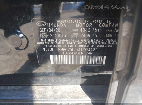 KMHC75LJ4LU074122 2020 HYUNDAI IONIQ ELECTRIC Black Widok komory silnika