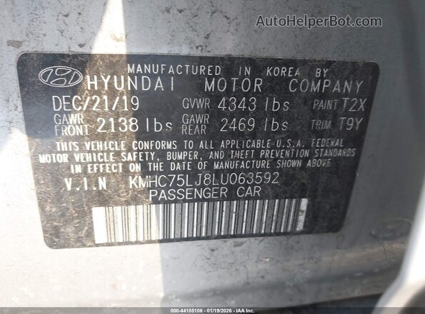 KMHC75LJ8LU063592 2020 HYUNDAI IONIQ ELECTRIC Серый Вид подкапотного пространства