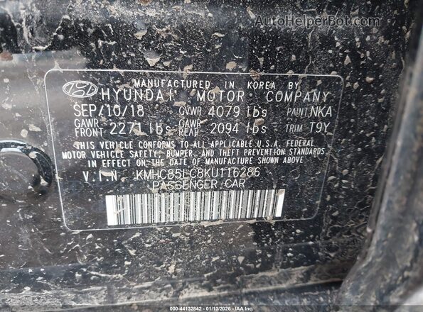 KMHC85LC8KU116286 2019 HYUNDAI IONIQ Черный Вид подкапотного пространства