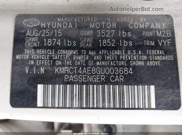 KMHCT4AE8GU003684 2016 HYUNDAI ACCENT Кремовый Вид подкапотного пространства