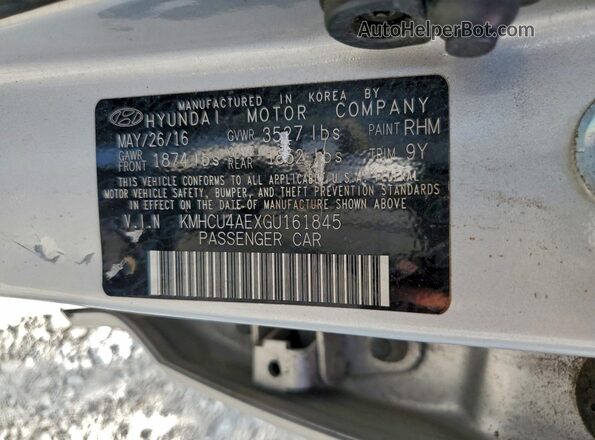 KMHCU4AEXGU161845 2016 HYUNDAI ACCENT Серебряный Вид подкапотного пространства