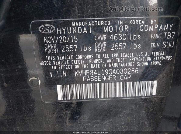 KMHE34L19GA030266 2016 HYUNDAI SONATA HYBRID Черный Вид подкапотного пространства