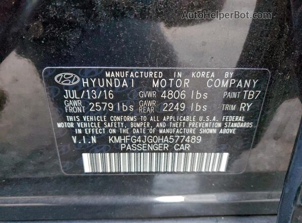 KMHFG4JG0HA577489 2017 HYUNDAI AZERA Черный Вид подкапотного пространства