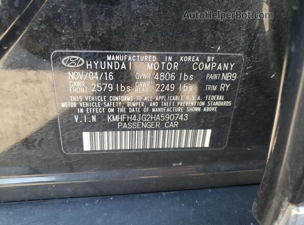 KMHFH4JG2HA590743 2017 HYUNDAI AZERA Черный Вид наклейки с VIN-кодом