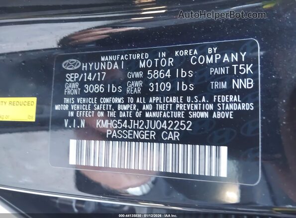 KMHG54JH2JU042252 2018 GENESIS G90 Black Widok komory silnika