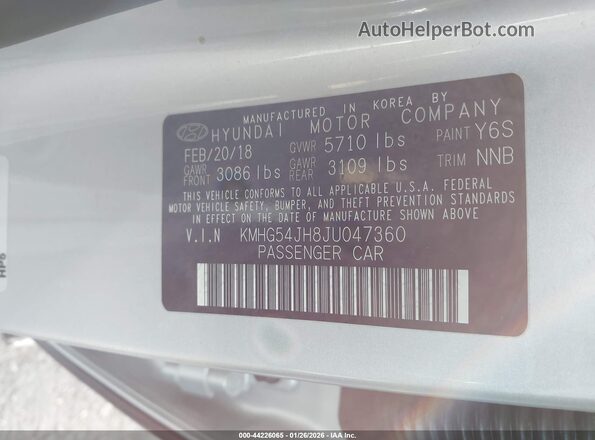 KMHG54JH8JU047360 2018 GENESIS G90 Серебряный Вид подкапотного пространства