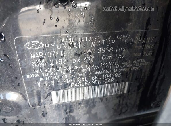 KMHH35LE6KU104398 2019 HYUNDAI ELANTRA GT Black Vista del compartimento del motor