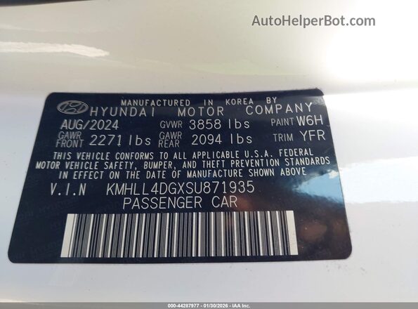 KMHLL4DGXSU871935 2025 HYUNDAI ELANTRA White Engine compartment view