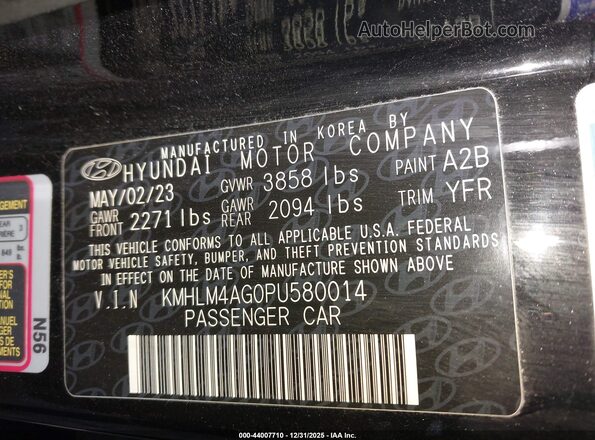 KMHLM4AG0PU580014 2023 HYUNDAI ELANTRA Черный Вид подкапотного пространства