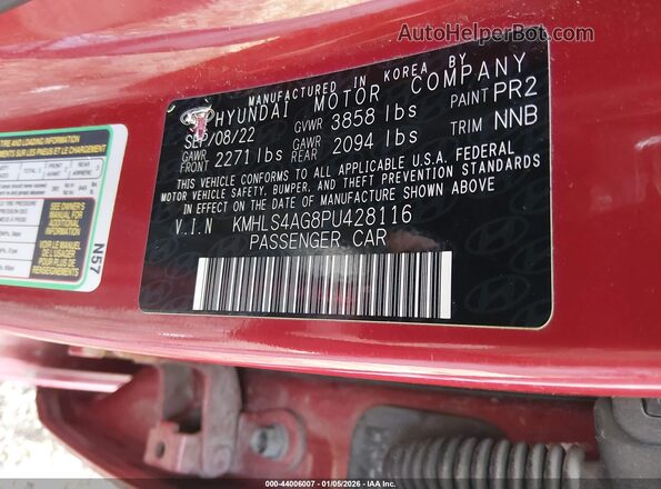 KMHLS4AG8PU428116 2023 HYUNDAI ELANTRA Красный Вид подкапотного пространства