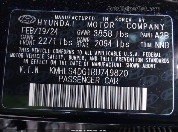 KMHLS4DG1RU749820 2024 HYUNDAI ELANTRA Черный Вид подкапотного пространства