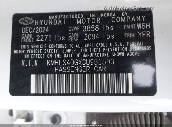 KMHLS4DGXSU951593 2025 HYUNDAI ELANTRA White Engine compartment view