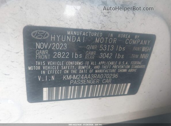 KMHM24AA3RA070296 2024 HYUNDAI IONIQ 6 White ძრავის განყოფილების ხედი