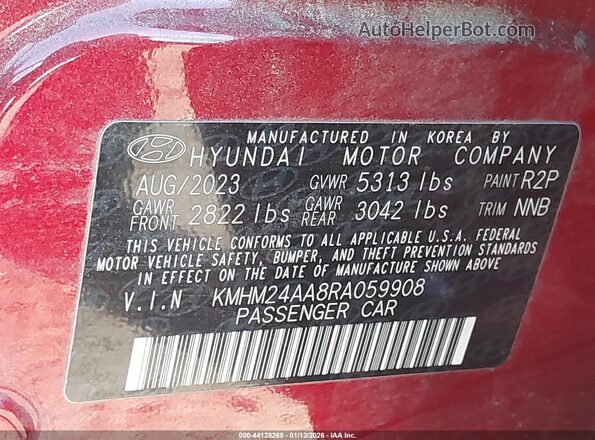 KMHM24AA8RA059908 2024 HYUNDAI IONIQ 6 Red Vista del compartimento del motor