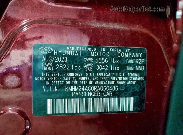 KMHM24AC0RA060486 2024 HYUNDAI IONIQ Red Вид наклейки з VIN-кодом