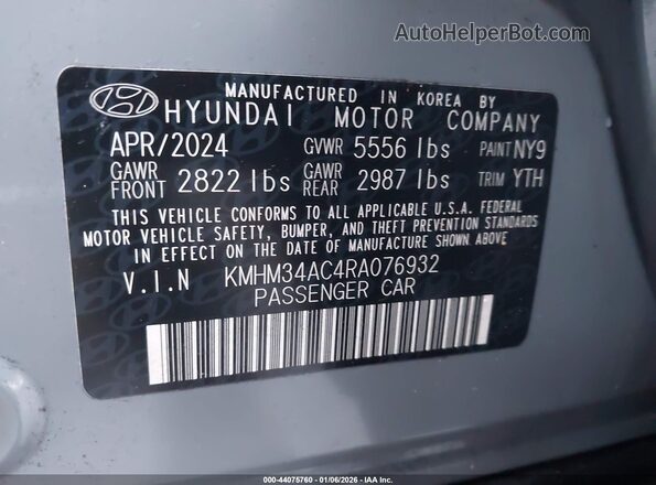 KMHM34AC4RA076932 2024 HYUNDAI IONIQ 6 Gray Vista del compartimento del motor