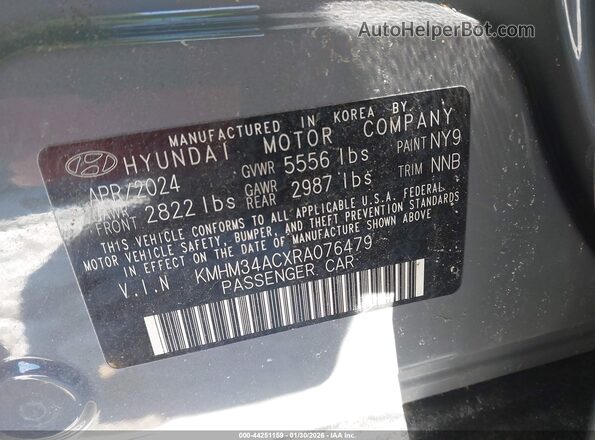 KMHM34ACXRA076479 2024 HYUNDAI IONIQ 6 Серый Вид подкапотного пространства