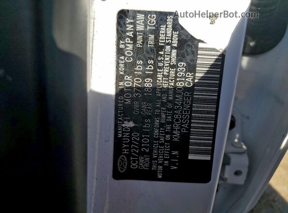 KMHRC8A34MU081939 2021 HYUNDAI VENUE White Widok naklejki z numerem VIN