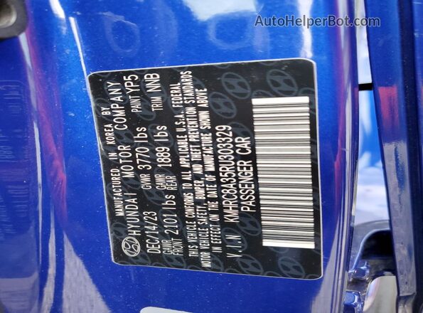 KMHRC8A35RU303329 2024 HYUNDAI VENUE Синий Вид наклейки с VIN-кодом
