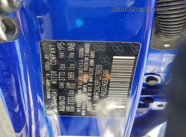 KMHRC8A39PU278609 2023 HYUNDAI VENUE Синий Вид наклейки с VIN-кодом