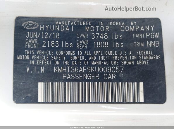KMHTG6AF9KU009057 2019 HYUNDAI VELOSTER Белый Вид подкапотного пространства