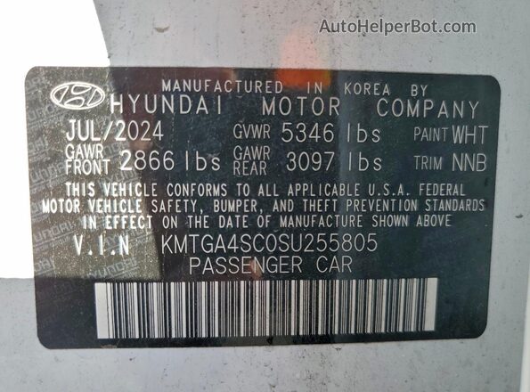 KMTGA4SC0SU255805 2025 GENESIS G80 White VIN կոդի պիտակի տեսք