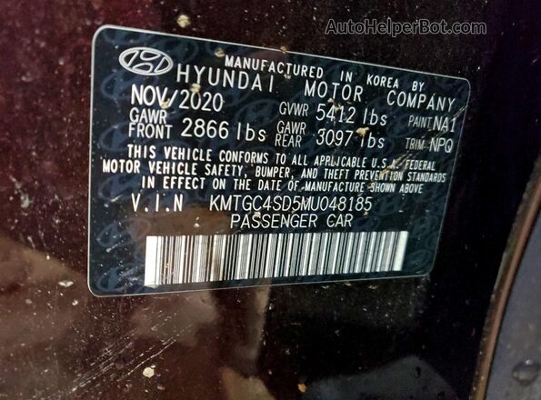 KMTGC4SD5MU048185 2021 GENESIS G80 Burgundy ძრავის განყოფილების ხედი
