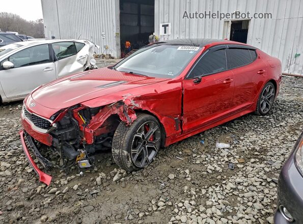 KNAE45LC2L6079425 2020 KIA STINGER Red წინა მარცხენა ხედი სამი მეოთხედიდან