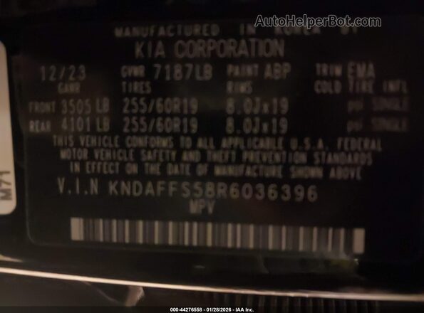 KNDAFFS58R6036396 2024 KIA EV9 Black Vista del compartimento del motor