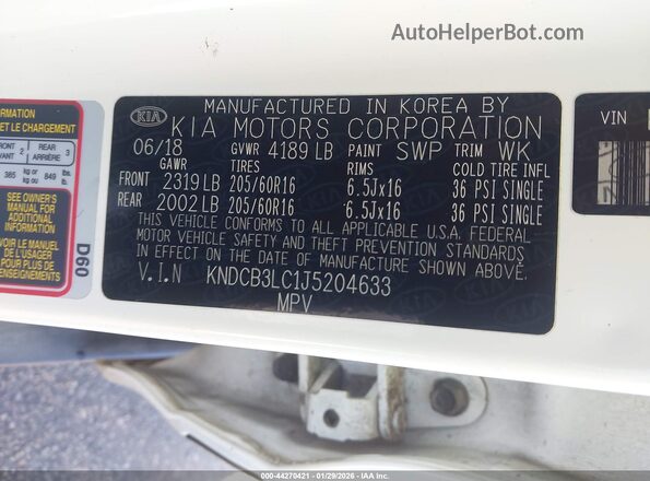 KNDCB3LC1J5204633 2018 KIA NIRO Белый Вид подкапотного пространства