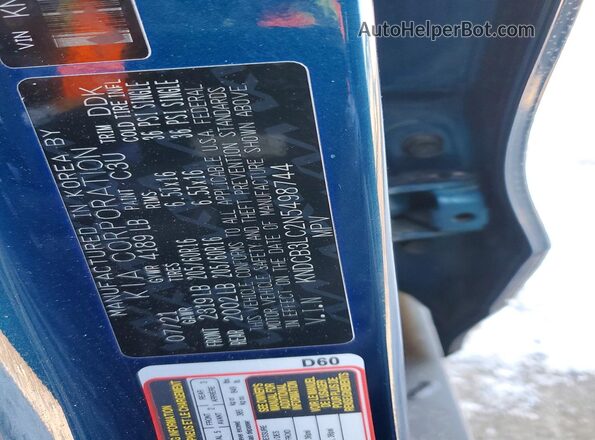 KNDCB3LC2N5498744 2022 KIA NIRO Blue Widok komory silnika