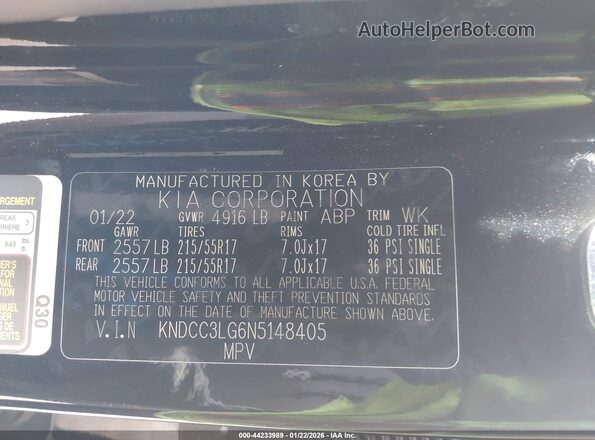 KNDCC3LG6N5148405 2022 KIA NIRO EV Черный Вид подкапотного пространства