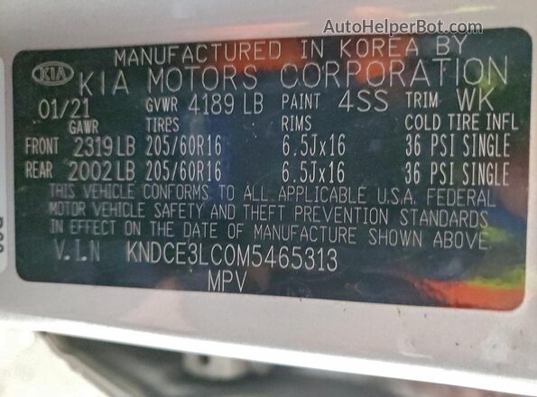 KNDCE3LC0M5465313 2021 KIA NIRO Silver Vista del compartimento del motor