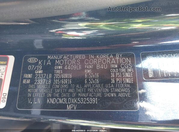KNDCM3LDXK5325391 2019 KIA NIRO PLUG-IN HYBRID Синий Вид подкапотного пространства
