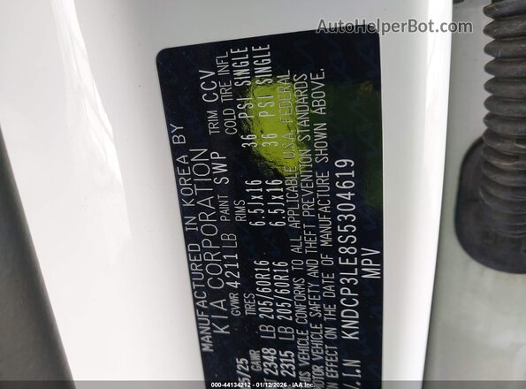 KNDCP3LE8S5304619 2025 KIA NIRO Белый Вид подкапотного пространства