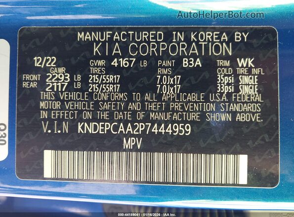 KNDEPCAA2P7444959 2023 KIA SELTOS Blue Widok komory silnika
