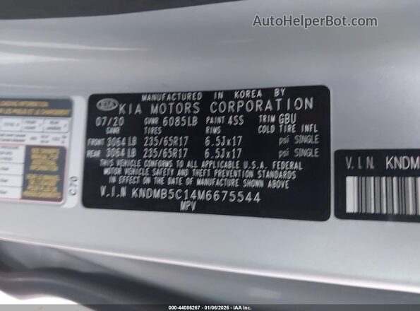 KNDMB5C14M6675544 2021 KIA SEDONA Silver Вид підкапотного простору