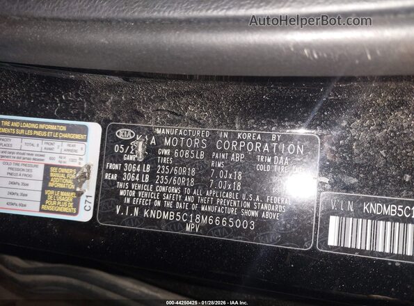 KNDMB5C18M6665003 2021 KIA SEDONA Black Vista del compartimento del motor
