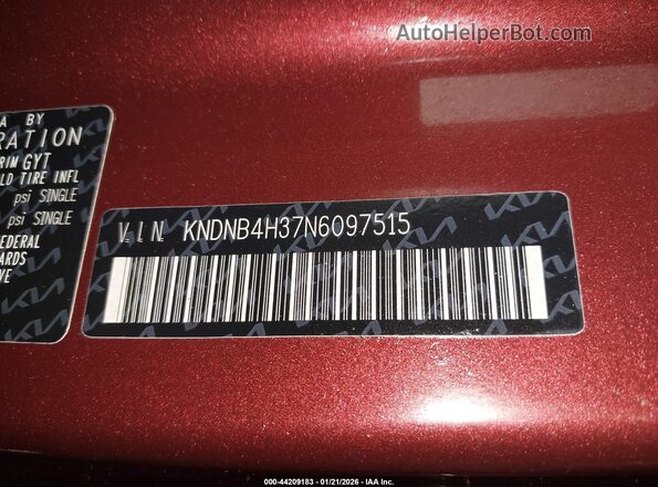 KNDNB4H37N6097515 2022 KIA CARNIVAL MPV Темно-бордовый 