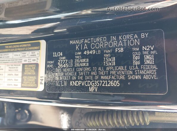 KNDPVCDG3S7212605 2025 KIA SPORTAGE HYBRID Black Vista del compartimento del motor