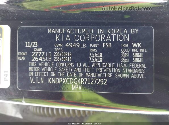 KNDPXCDG4R7127292 2024 KIA SPORTAGE HYBRID Черный Вид подкапотного пространства