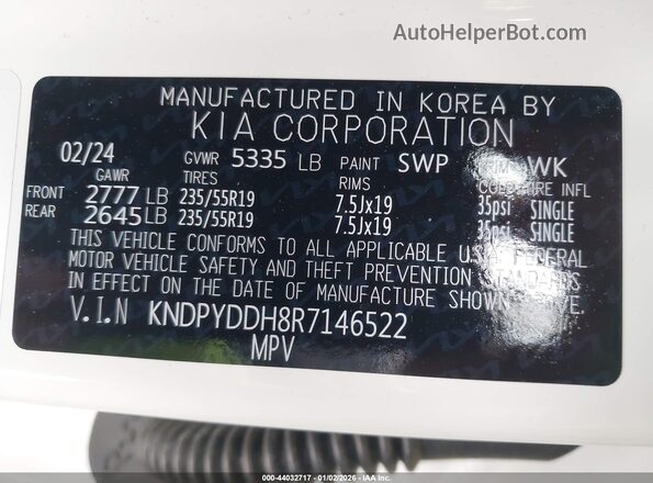 KNDPYDDH8R7146522 2024 KIA SPORTAGE PLUG-IN HYBRID Белый Вид подкапотного пространства